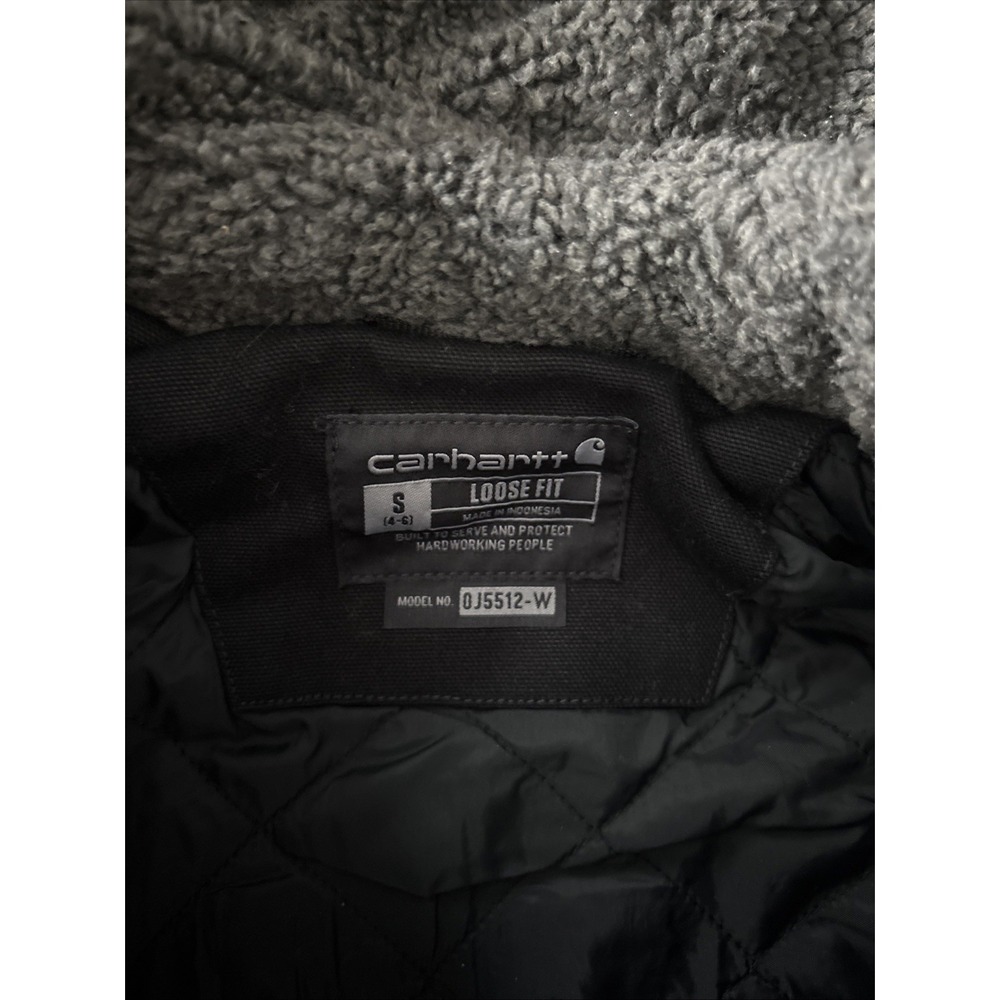 NWT Carhartt Washed Duck Coat Loose Fit Black Small 4-6 OJ5512-W - Picture 5 of 8